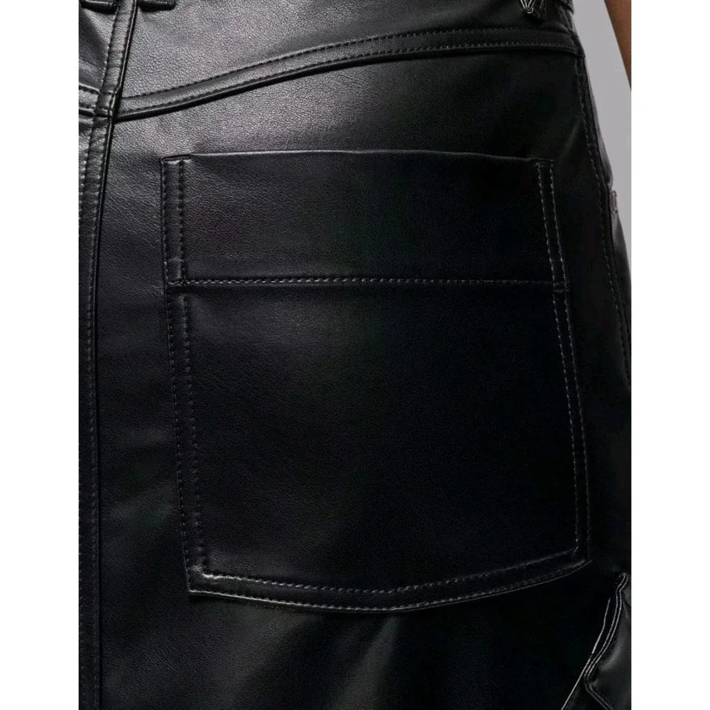 Nike Jordan Flight Chicago Faux Leather Midi Skirt Womens 4 Black IO0583 010